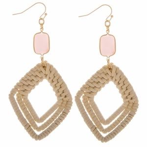 Woven diamond drop rose earrings